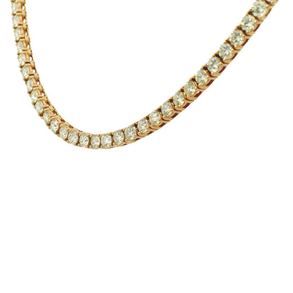 14k Rose Gold Natural 7.05 Carat Round Brilliant Diamond Tennis Necklace