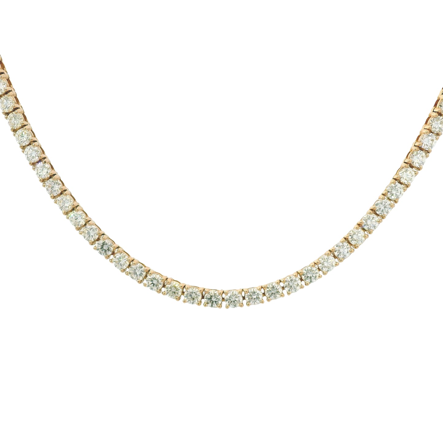 14k Rose Gold Natural 7.05 Carat Round Brilliant Diamond Tennis Necklace