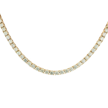 14k Rose Gold Natural 7.05 Carat Round Brilliant Diamond Tennis Necklace
