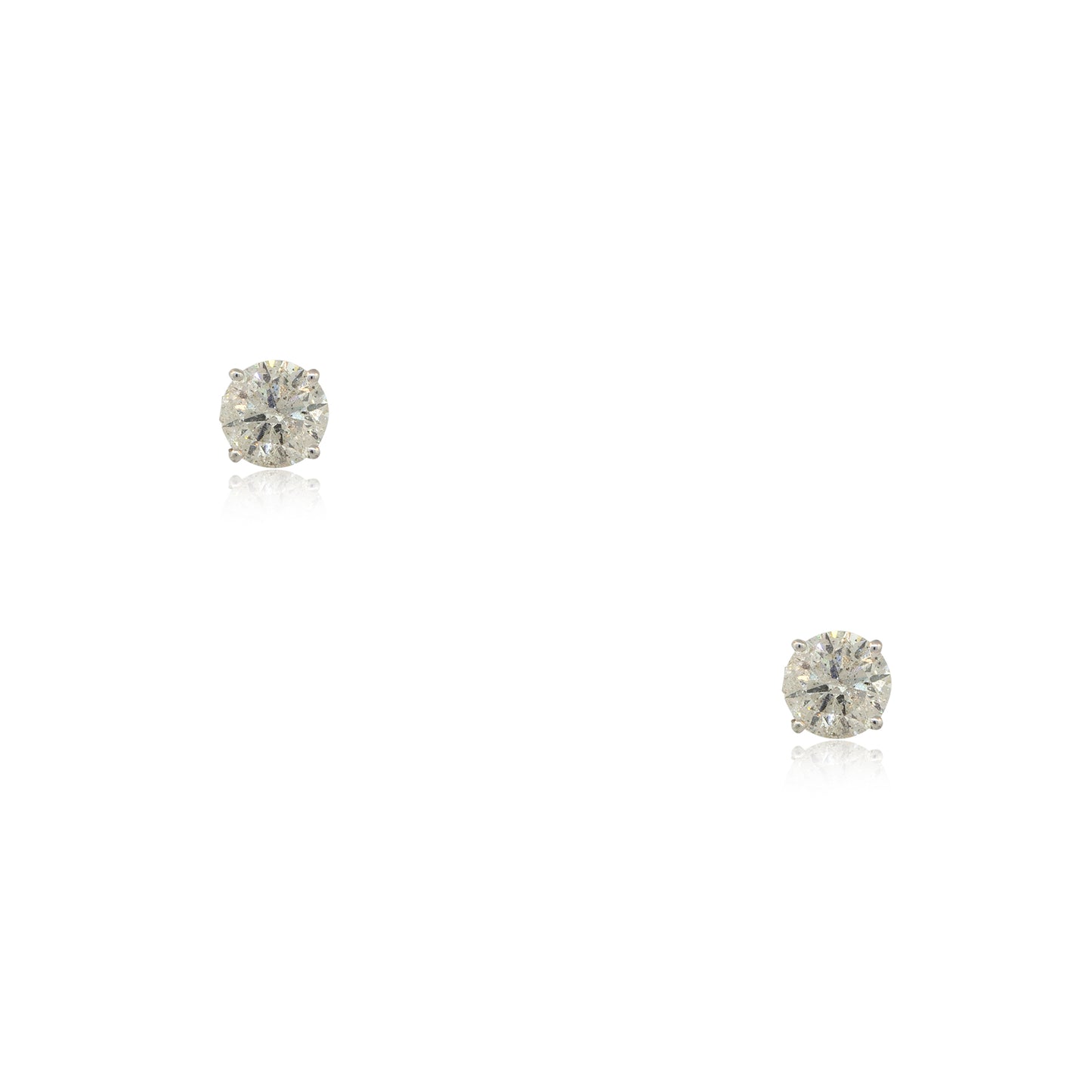 14k White Gold 4.07ctw Round Diamond Stud Earrings