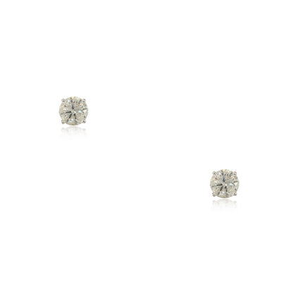 14k White Gold 4.07ctw Round Diamond Stud Earrings