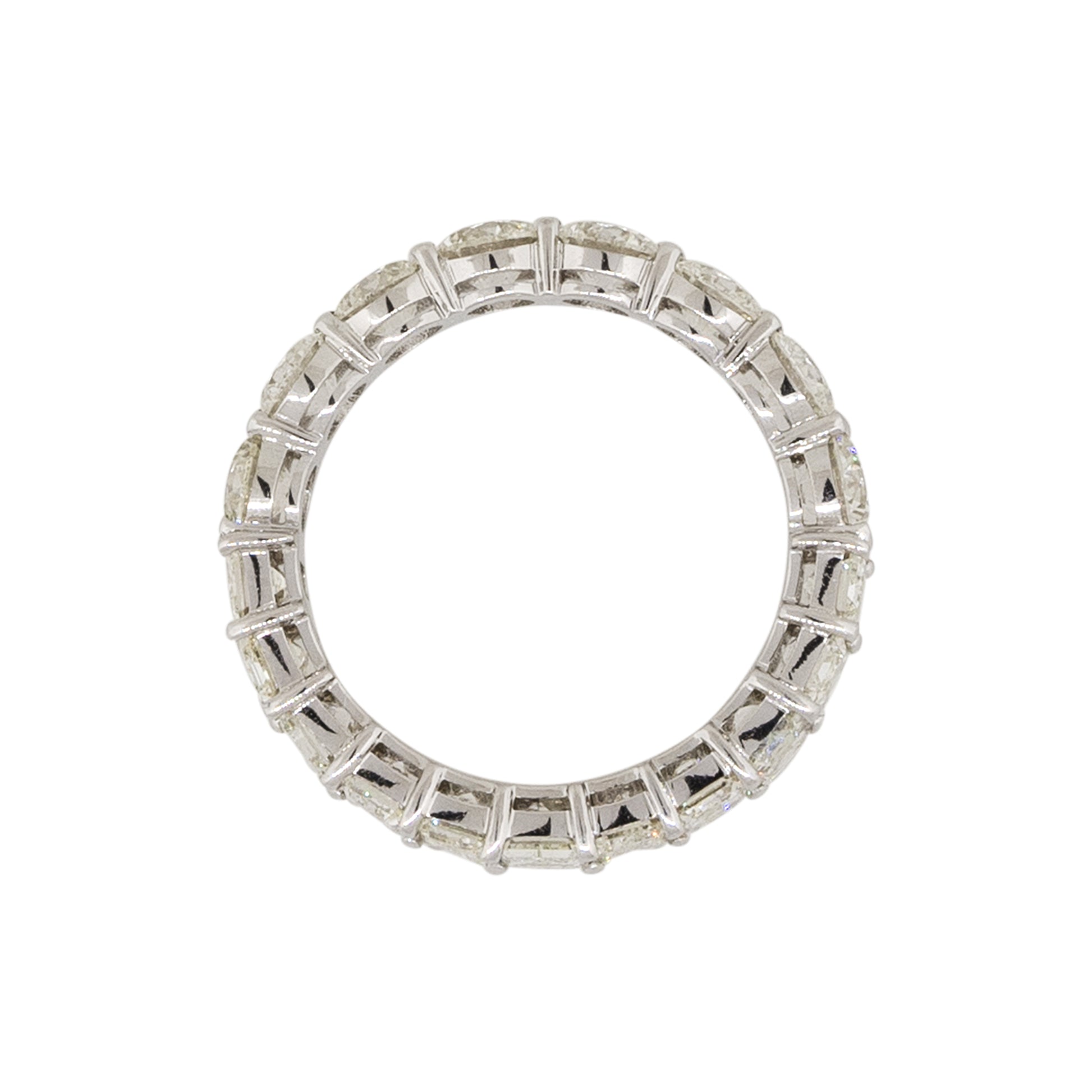 14k White Gold 4.61ctw Round and Emerald Cut Diamond Eternity Band Ring