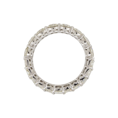 14k White Gold 4.61ctw Round and Emerald Cut Diamond Eternity Band Ring