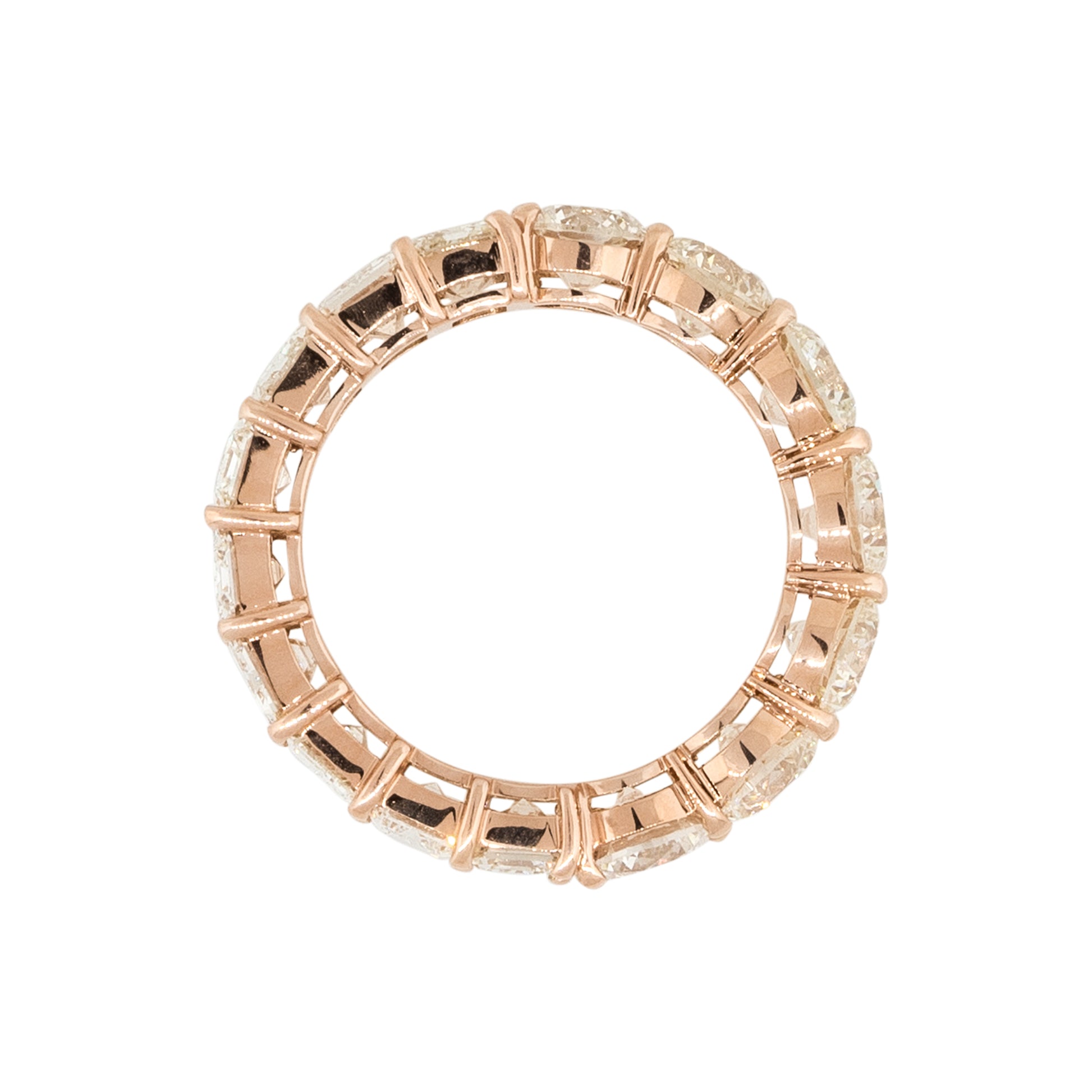 14k Rose Gold 7.37ctw Round and Emerald Cut Diamond Eternity Band Ring
