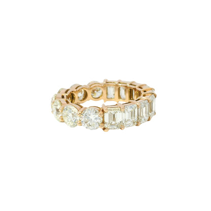 14k Rose Gold 7.37ctw Round and Emerald Cut Diamond Eternity Band Ring