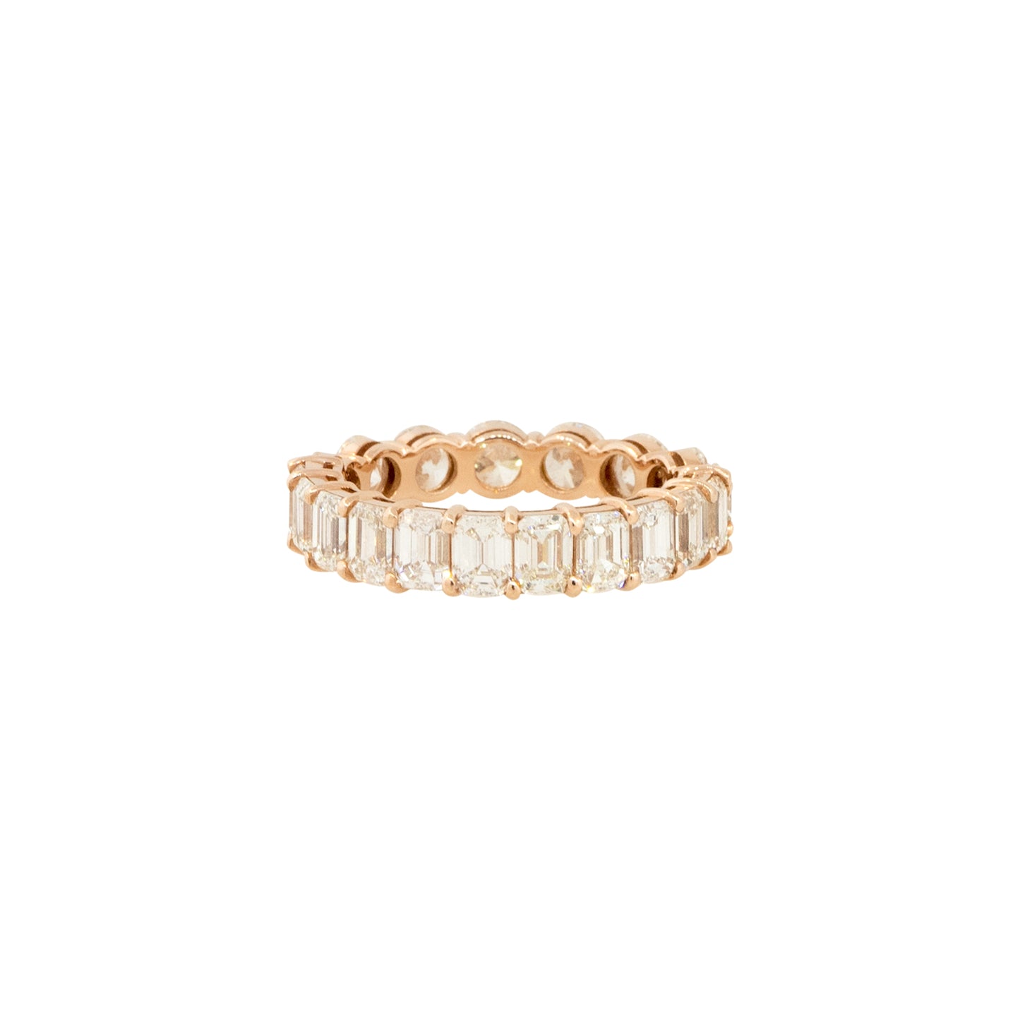 14k Rose Gold 4.62ctw Round and Emerald Cut Diamond Eternity Band Ring