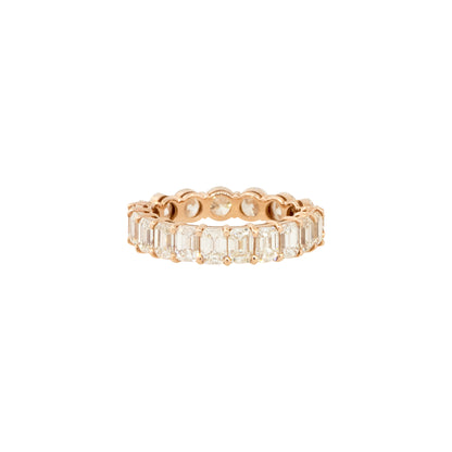 14k Rose Gold 4.62ctw Round and Emerald Cut Diamond Eternity Band Ring