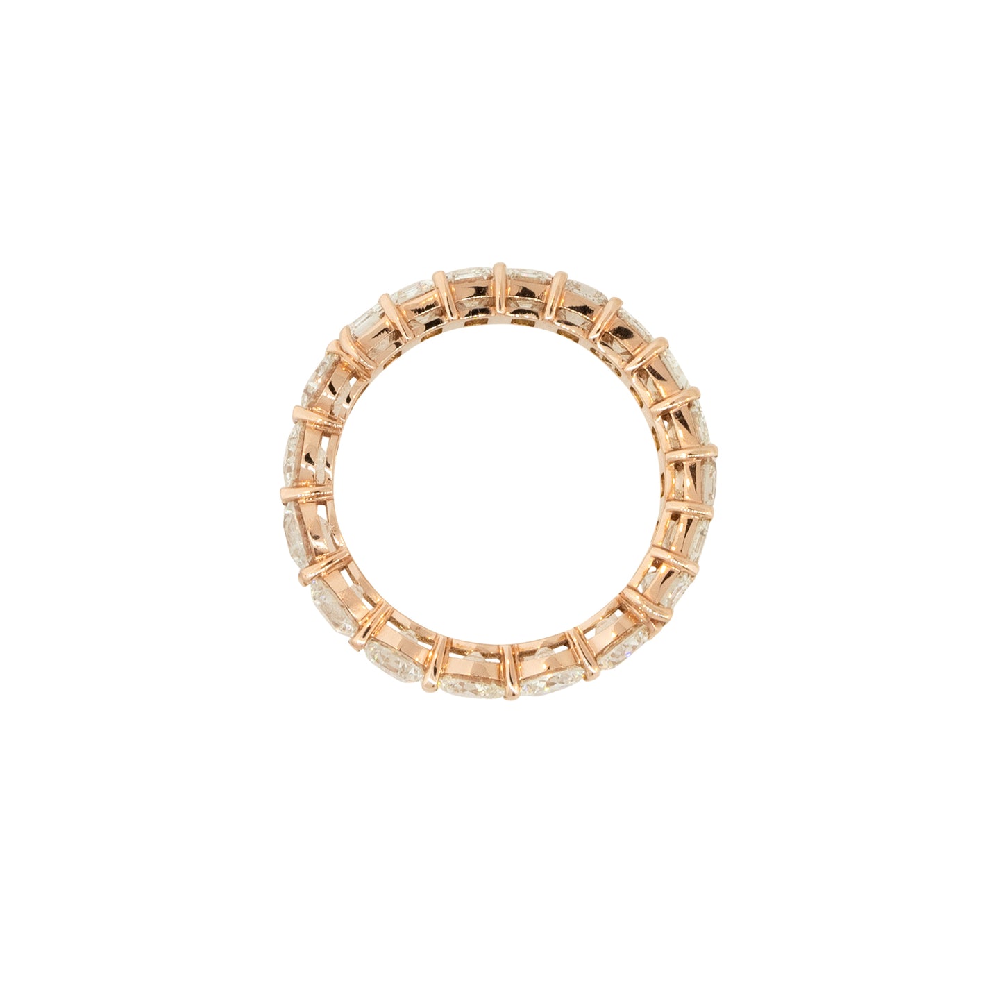 14k Rose Gold 4.62ctw Round and Emerald Cut Diamond Eternity Band Ring