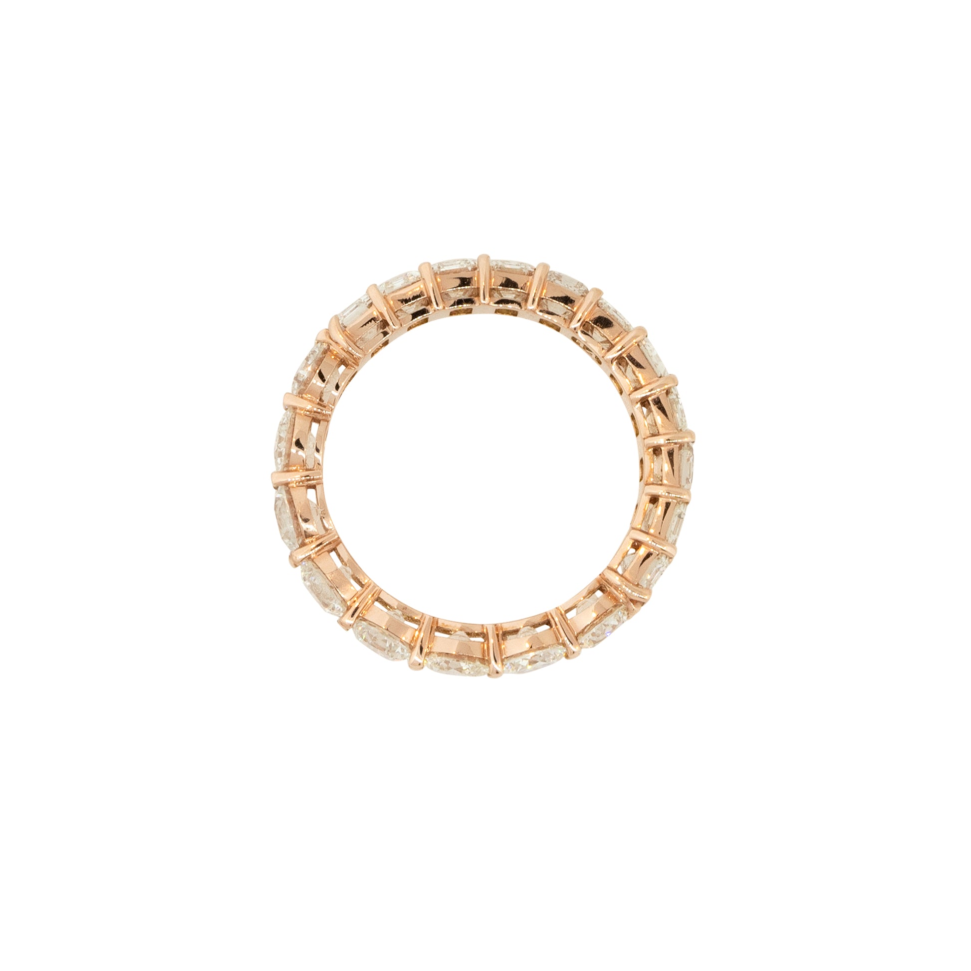 14k Rose Gold 4.62ctw Round and Emerald Cut Diamond Eternity Band Ring