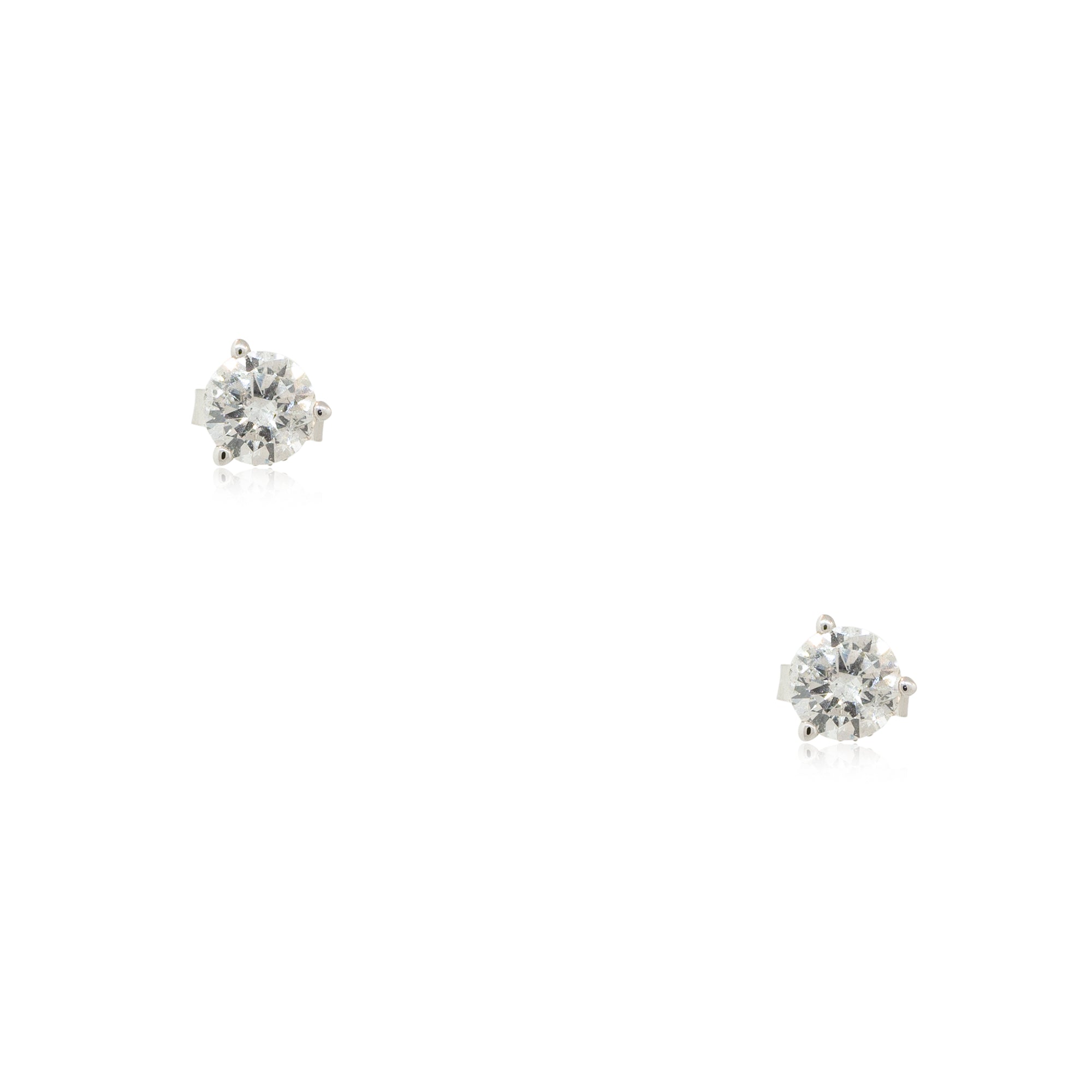14k White Gold 0.89ctw Round Diamond Stud Earrings