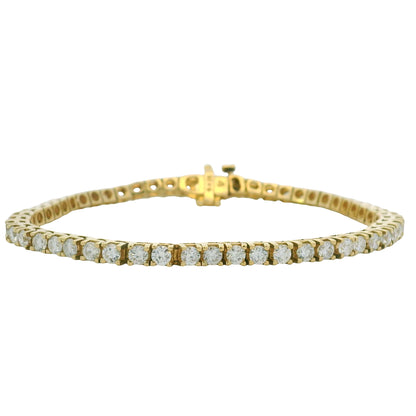 14K Yellow Gold Natural 8.49 Carat Round Brilliant Diamond Tennis Bracelet