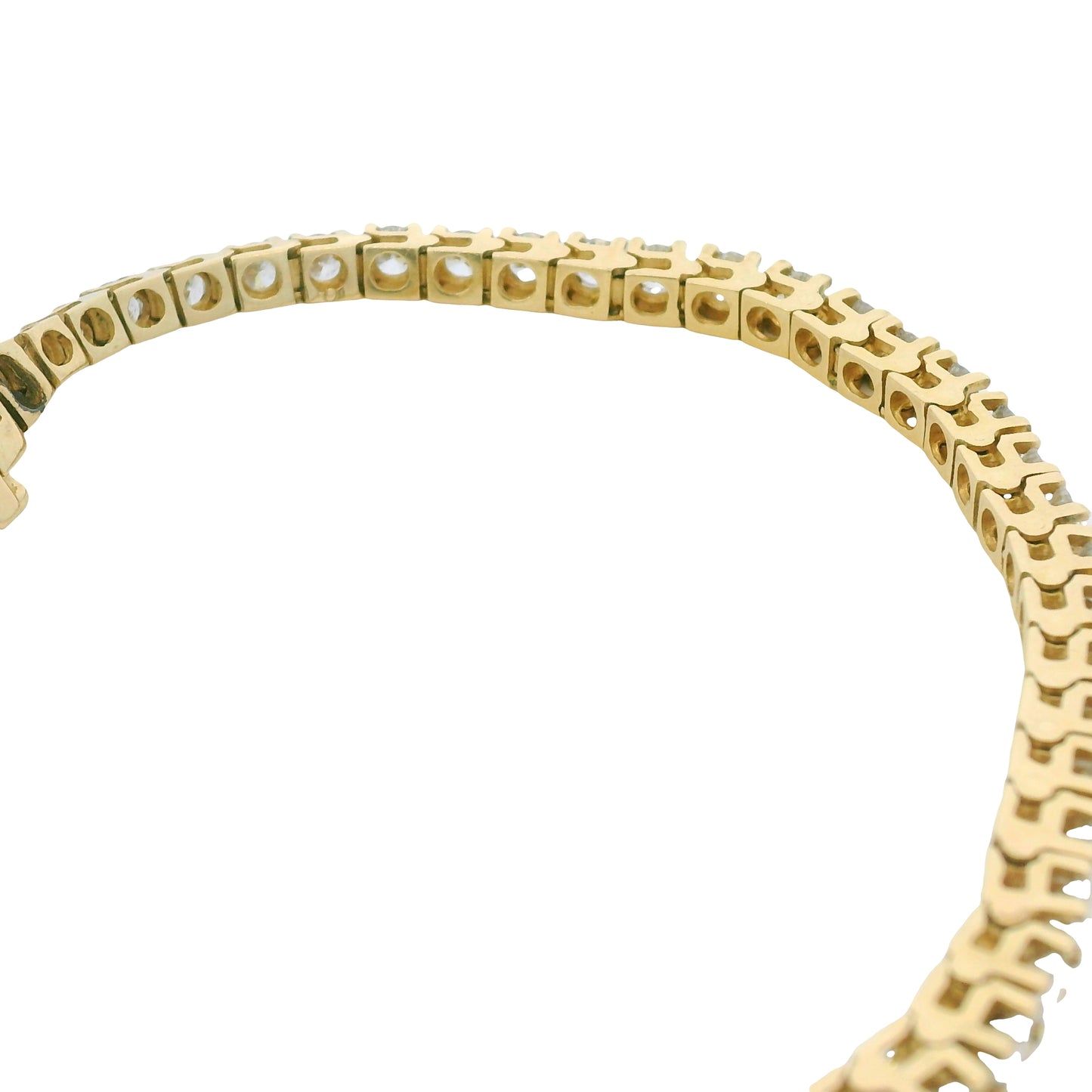 14K Yellow Gold Natural 8.49 Carat Round Brilliant Diamond Tennis Bracelet
