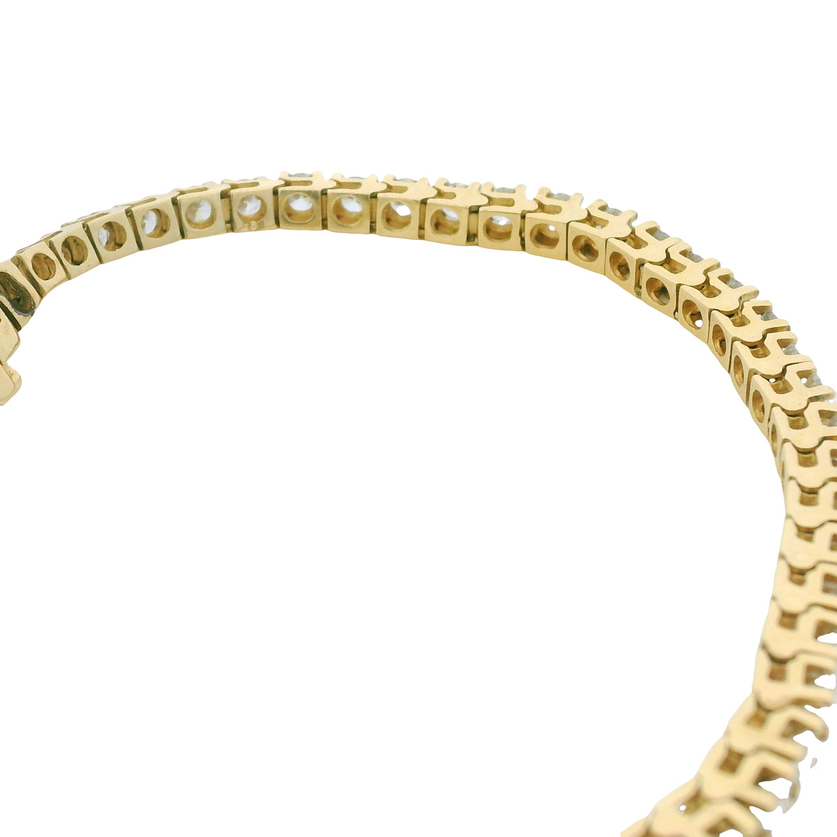 14K Yellow Gold Natural 8.49 Carat Round Brilliant Diamond Tennis Bracelet — product photo 11