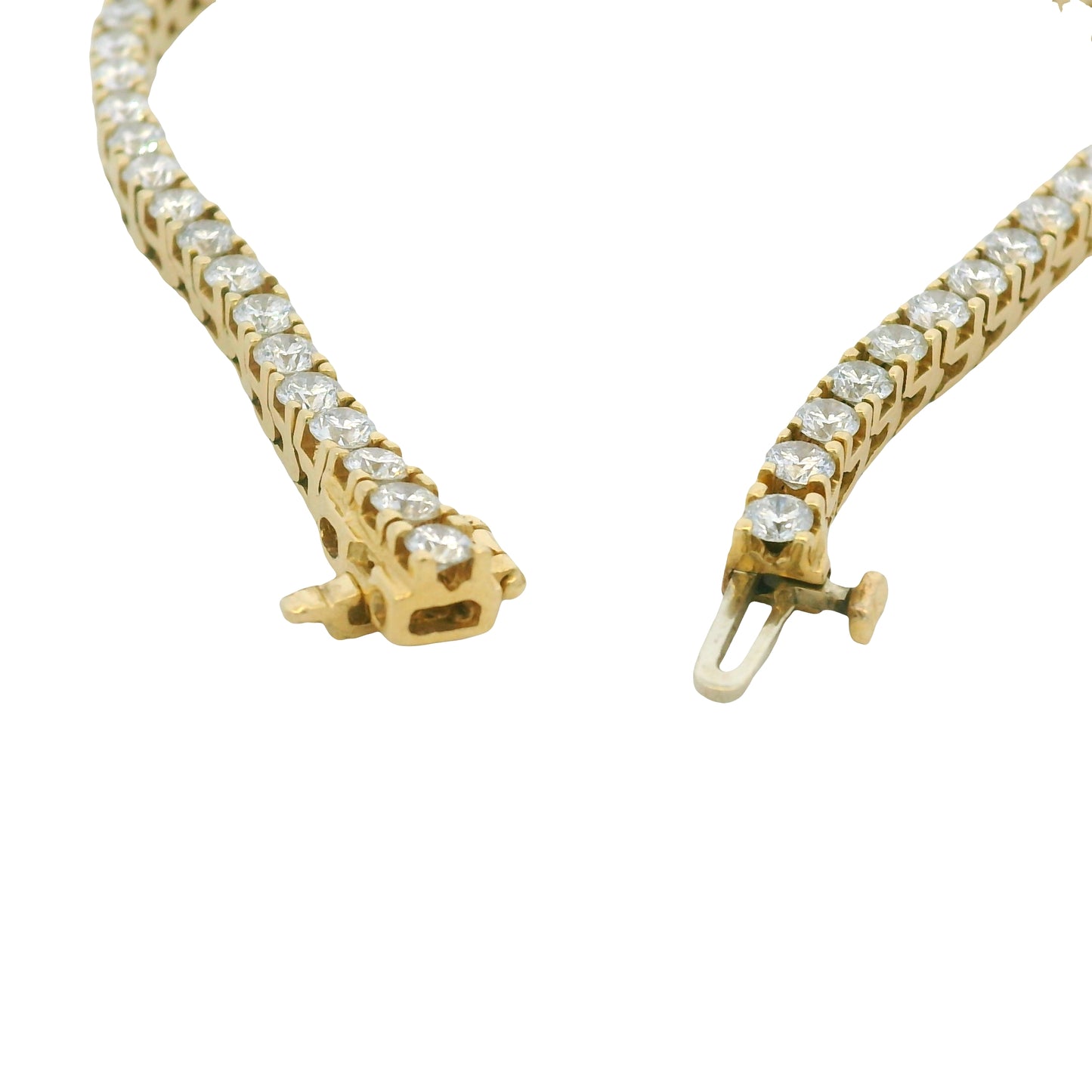 14K Yellow Gold Natural 8.49 Carat Round Brilliant Diamond Tennis Bracelet