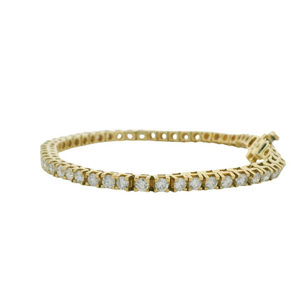 14K Yellow Gold Natural 8.49 Carat Round Brilliant Diamond Tennis Bracelet
