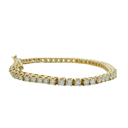 14K Yellow Gold Natural 8.49 Carat Round Brilliant Diamond Tennis Bracelet