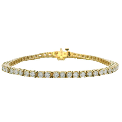 14K Yellow Gold Natural 8.49 Carat Round Brilliant Diamond Tennis Bracelet