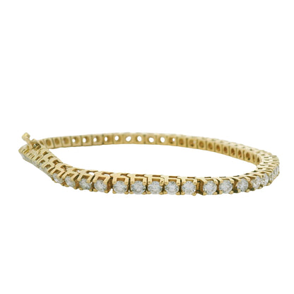 14K Yellow Gold Natural 8.49 Carat Round Brilliant Diamond Tennis Bracelet