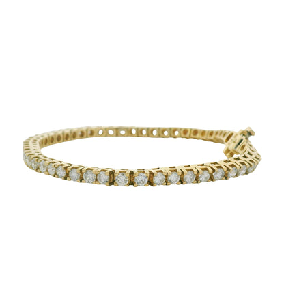 14K Yellow Gold Natural 8.49 Carat Round Brilliant Diamond Tennis Bracelet