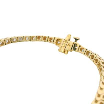 14K Yellow Gold Natural 8.49 Carat Round Brilliant Diamond Tennis Bracelet