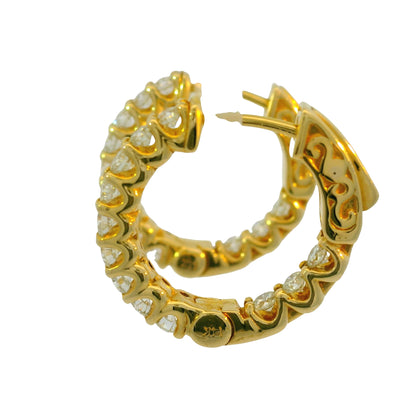 14k Yellow Gold Natural 1.80 Carat Diamond Hoop Earrings