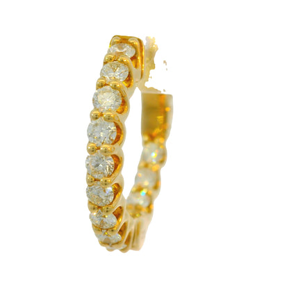 14k Yellow Gold Natural 1.80 Carat Diamond Hoop Earrings