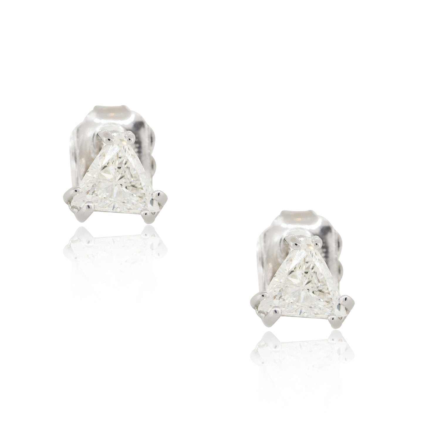 14k White Gold 0.62ctw Trillion Cut Stud Earrings