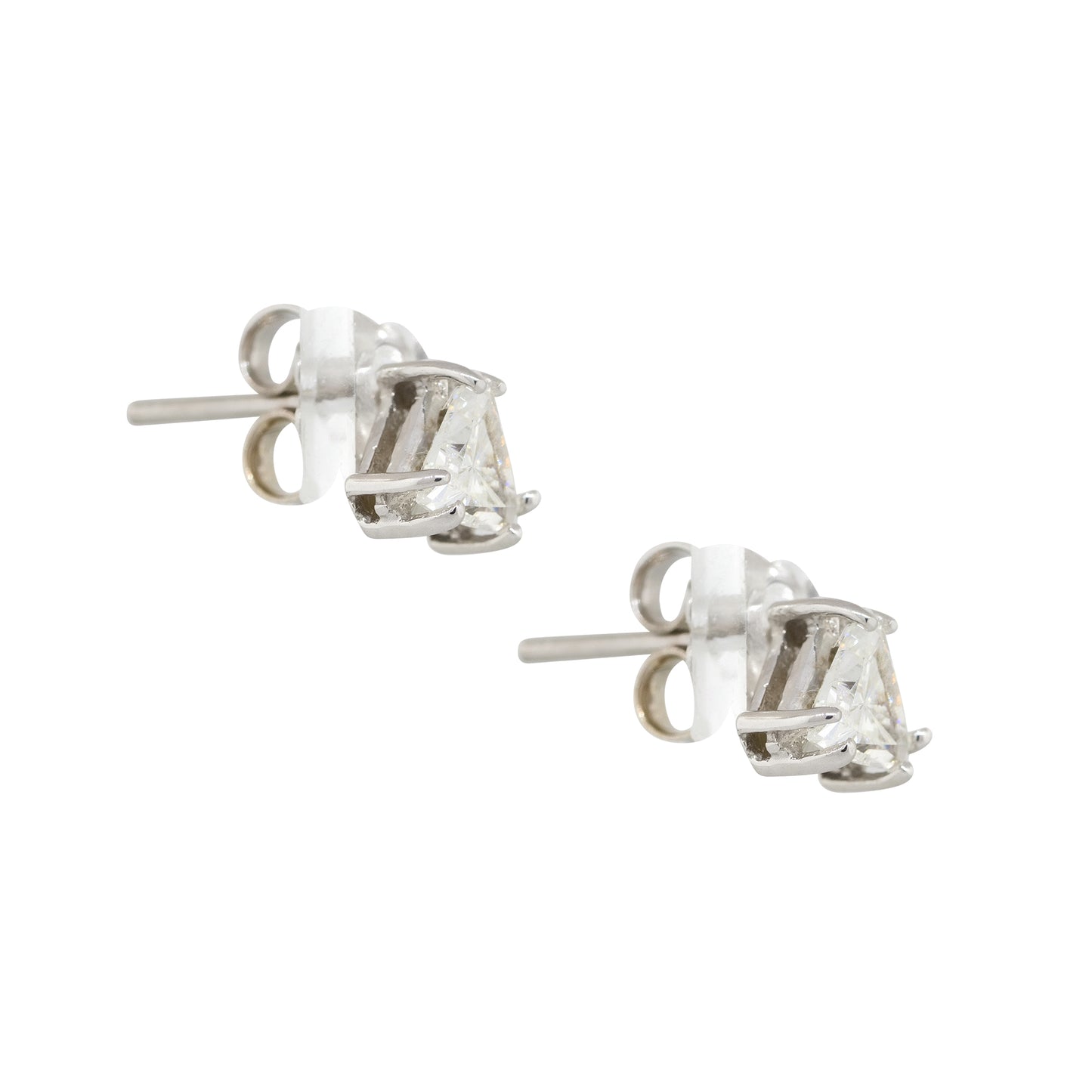 14k White Gold 0.62ctw Trillion Cut Stud Earrings