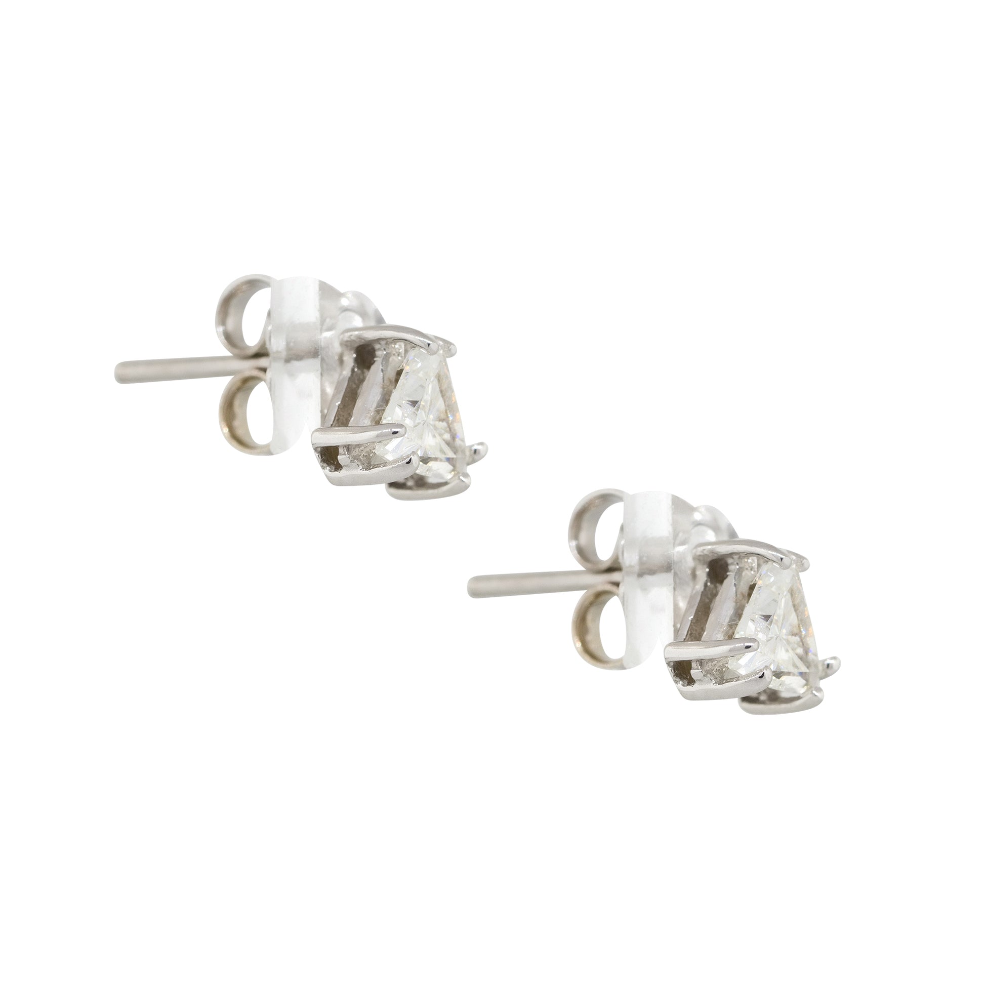 14k White Gold 0.62ctw Trillion Cut Stud Earrings
