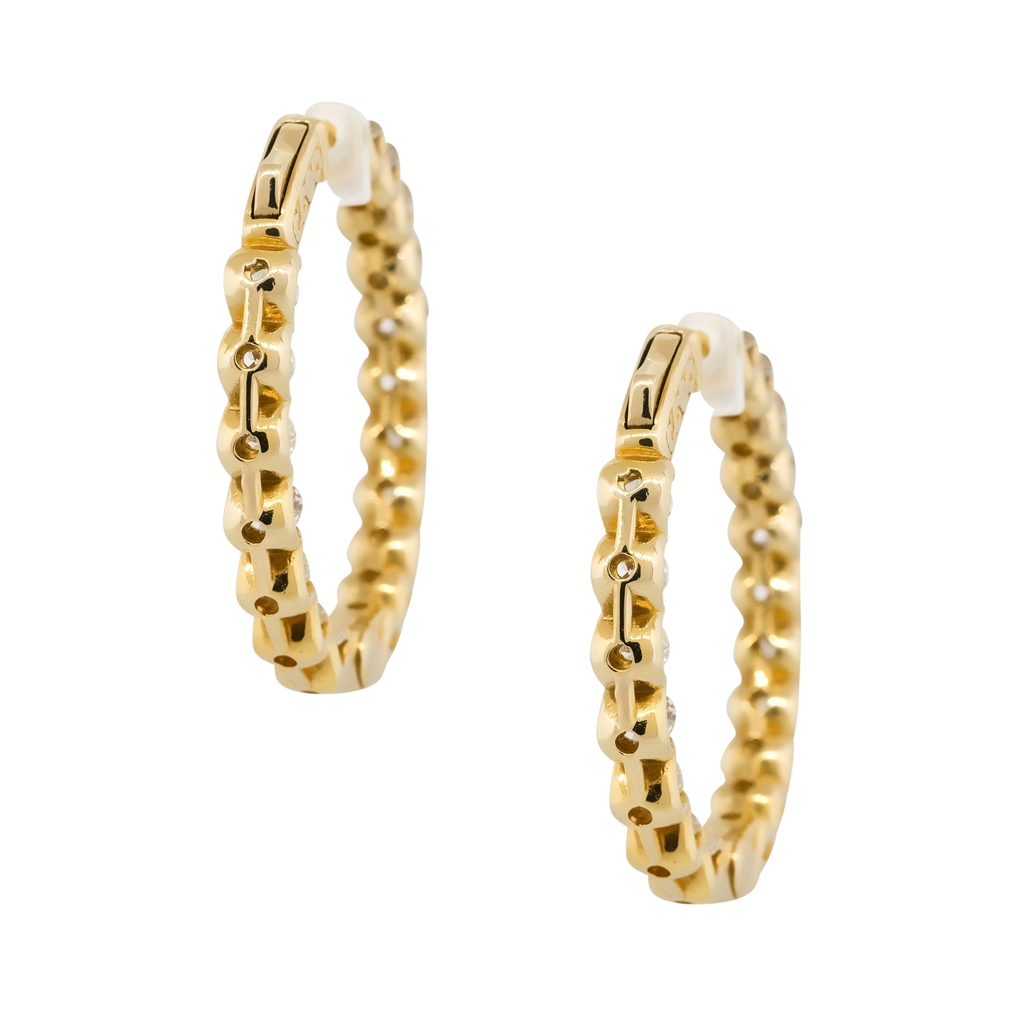 14k Yellow Gold 6.70ctw Round Diamond Inside Out Hoop Earrings