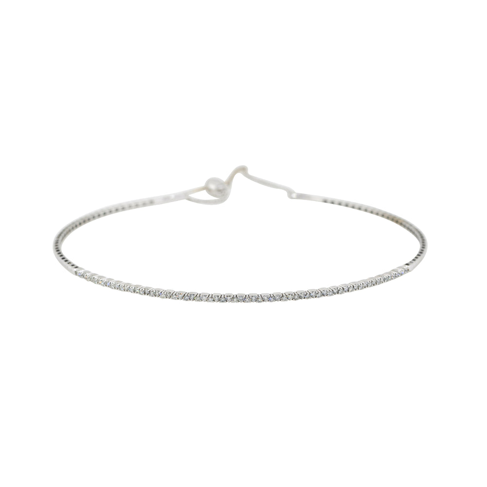 14k White Gold 1.10ctw Round Cut Diamond Collar Necklace