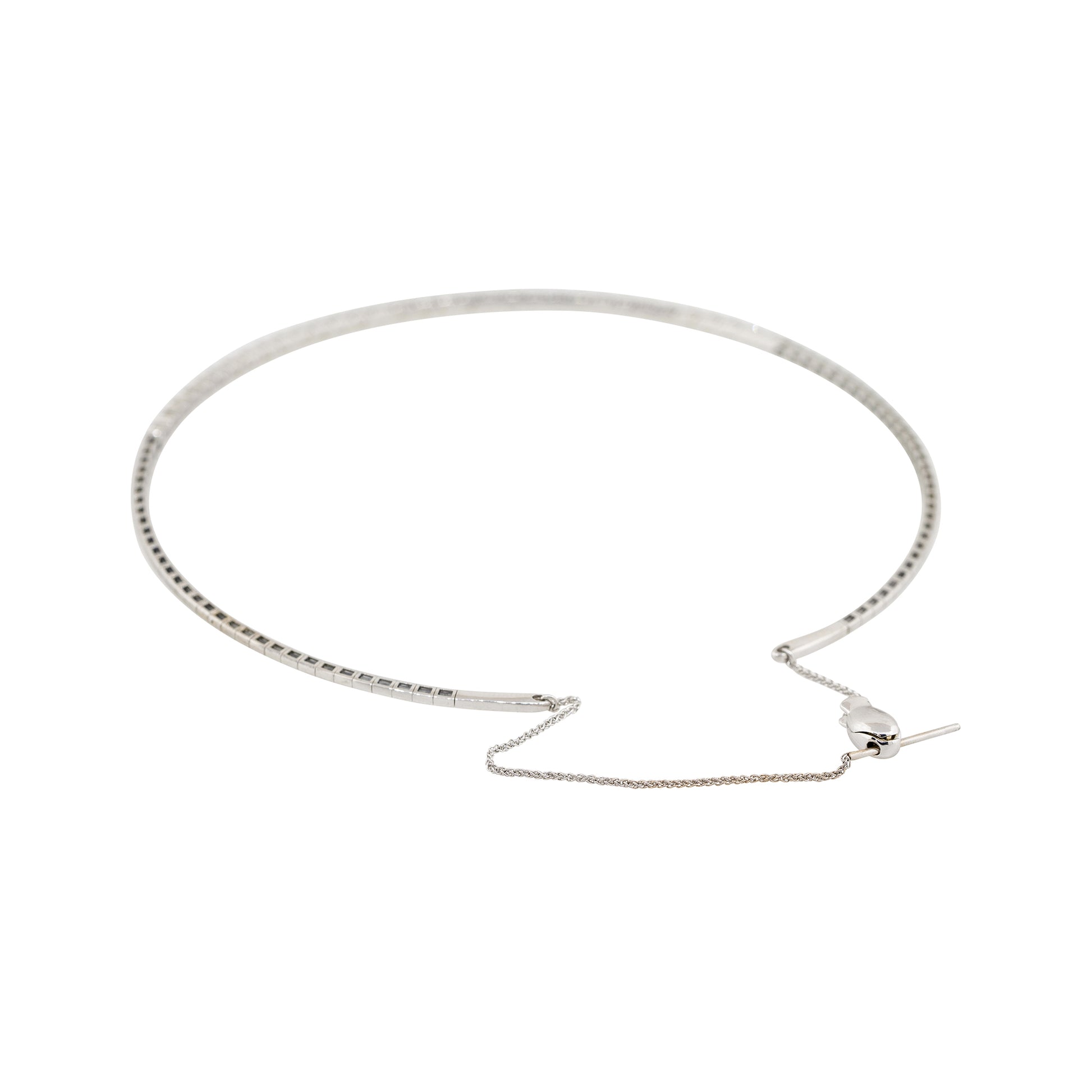 14k White Gold 1.10ctw Round Cut Diamond Collar Necklace