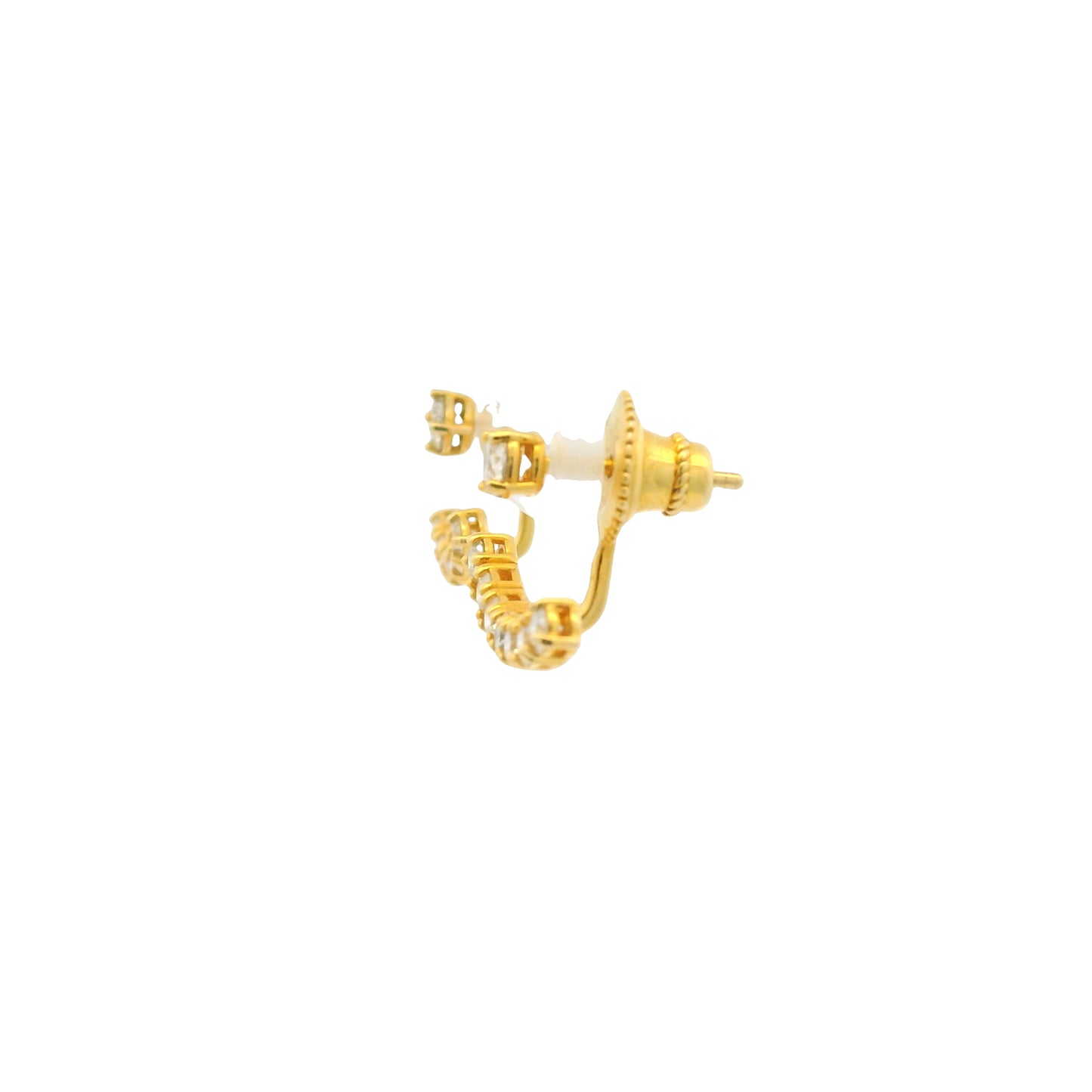 14k Yellow Gold Natural Round Brilliant Diamond Curved Bar studs Earrings