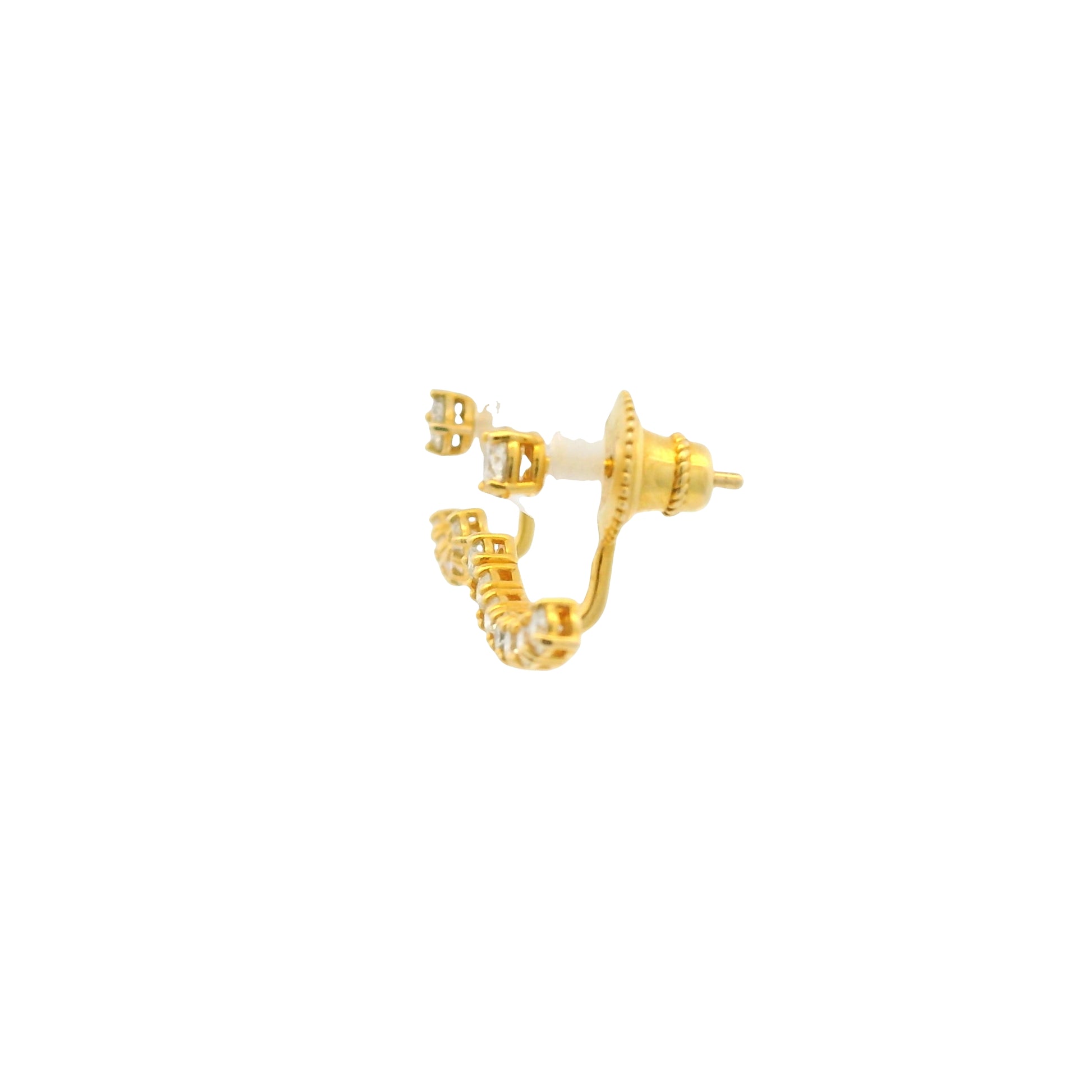 14k Yellow Gold Natural Round Brilliant Diamond Curved Bar studs Earrings