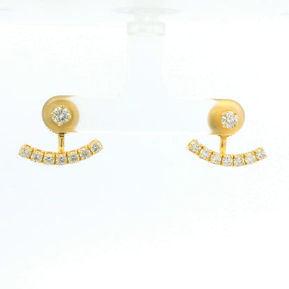 14k Yellow Gold Natural Round Brilliant Diamond Curved Bar studs Earrings