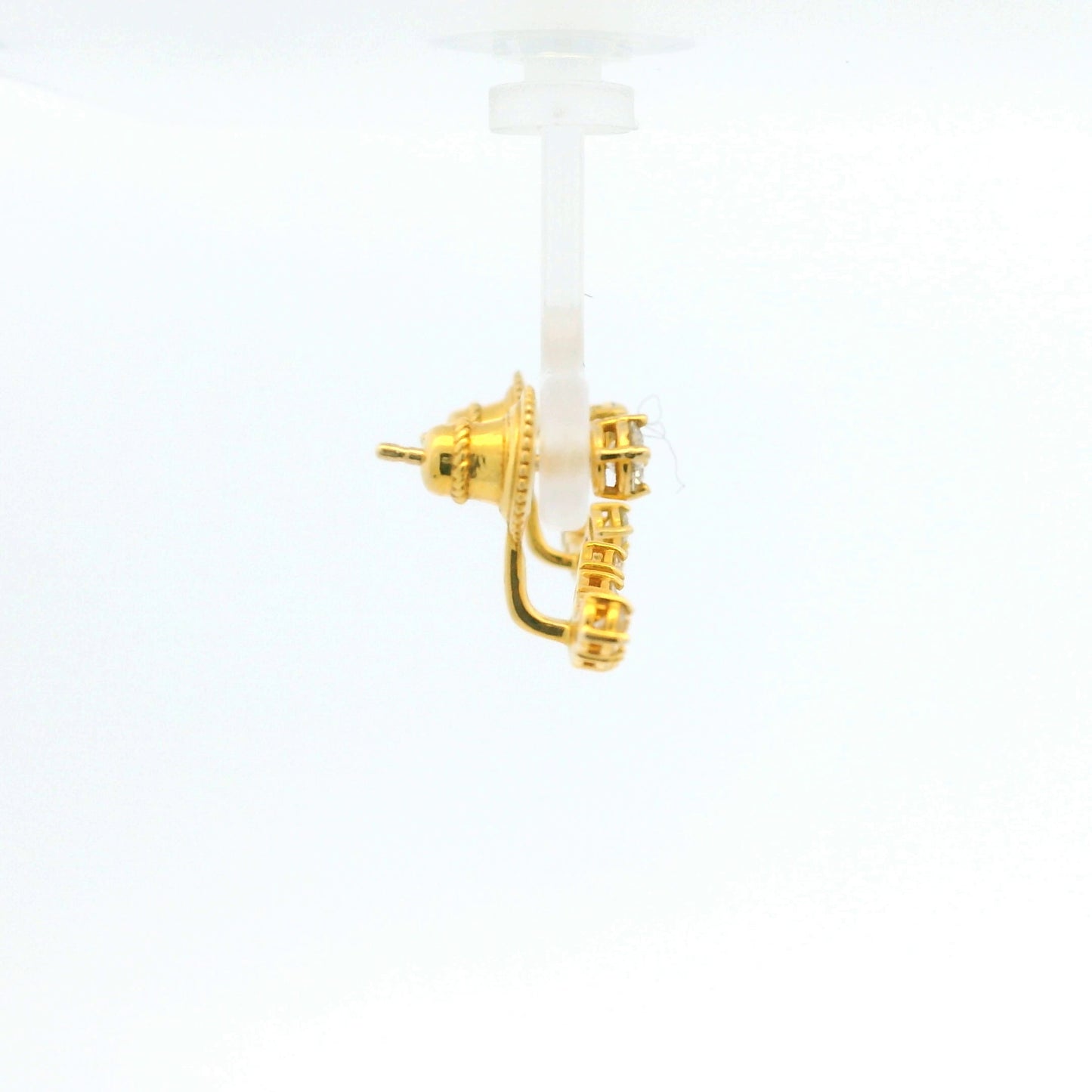 14k Yellow Gold Natural Round Brilliant Diamond Curved Bar studs Earrings