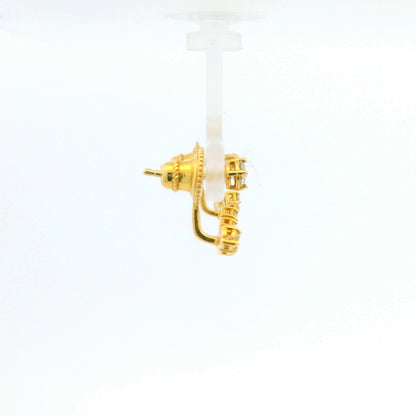 14k Yellow Gold Natural Round Brilliant Diamond Curved Bar studs Earrings