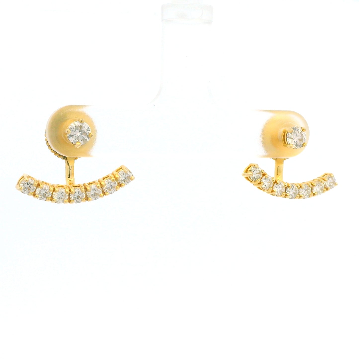 14k Yellow Gold Natural Round Brilliant Diamond Curved Bar studs Earrings