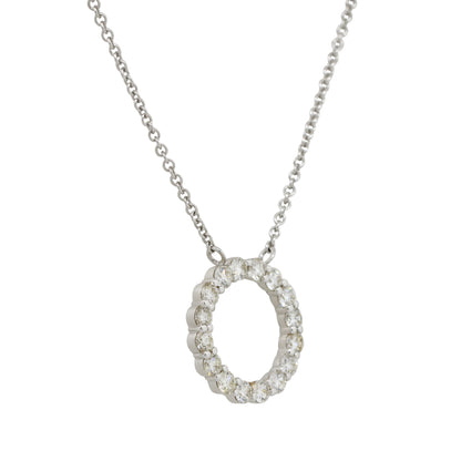 14k White Gold 1.37ctw Diamond Circle Pendant On Chain