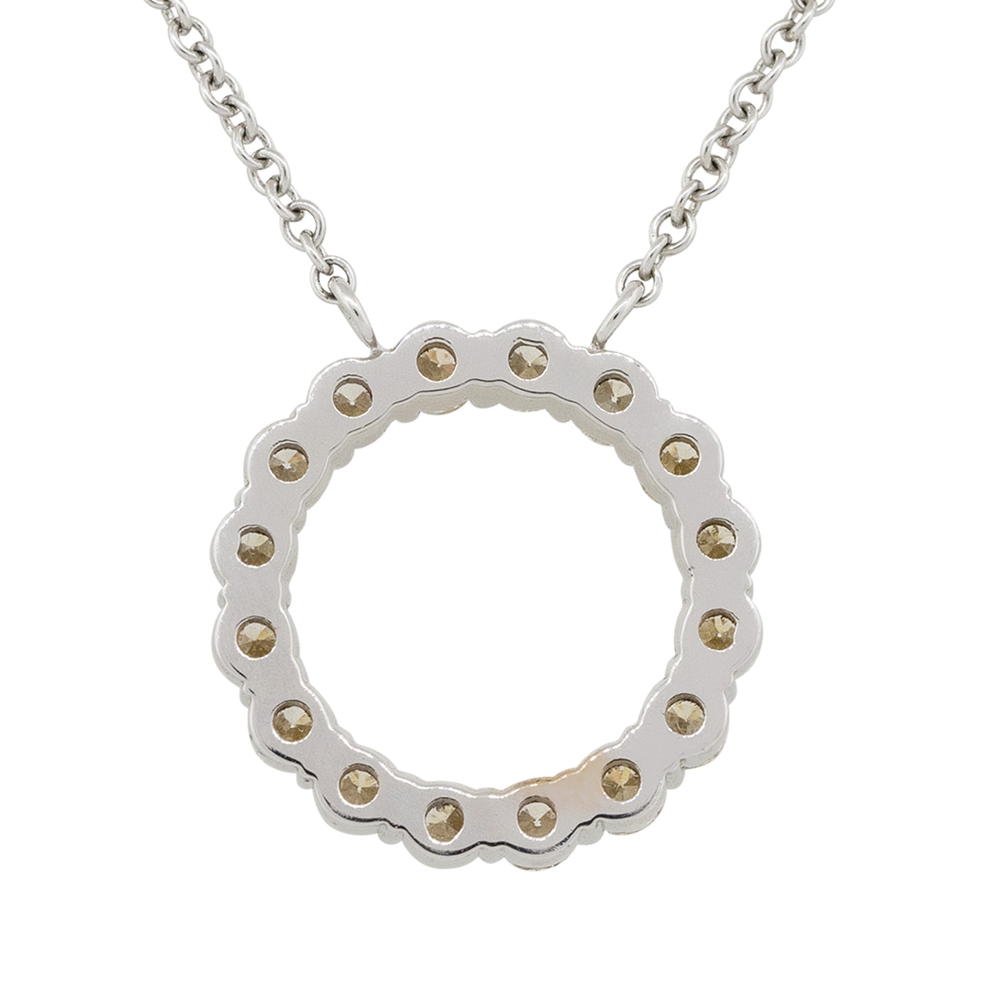 14k White Gold 1.37ctw Diamond Circle Pendant On Chain