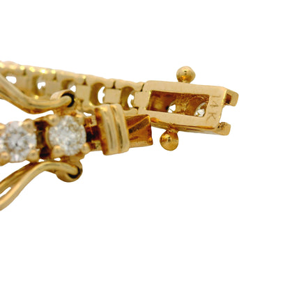 14K Yellow Natural 4.49 Carat Round Brilliant Diamond Tennis Bracelet
