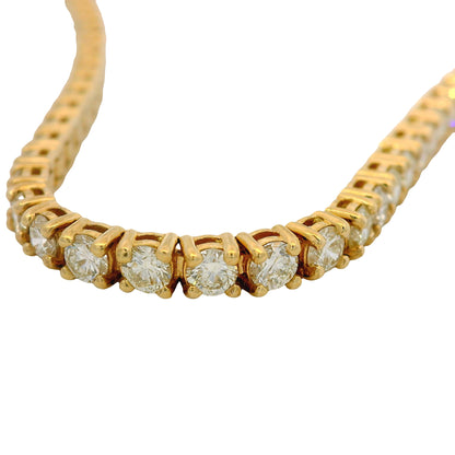 14K Yellow Natural 4.49 Carat Round Brilliant Diamond Tennis Bracelet