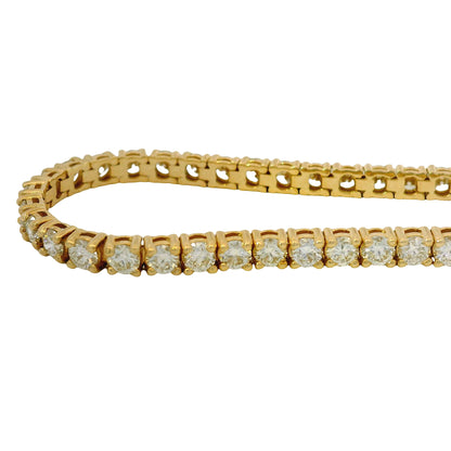 14K Yellow Natural 4.49 Carat Round Brilliant Diamond Tennis Bracelet