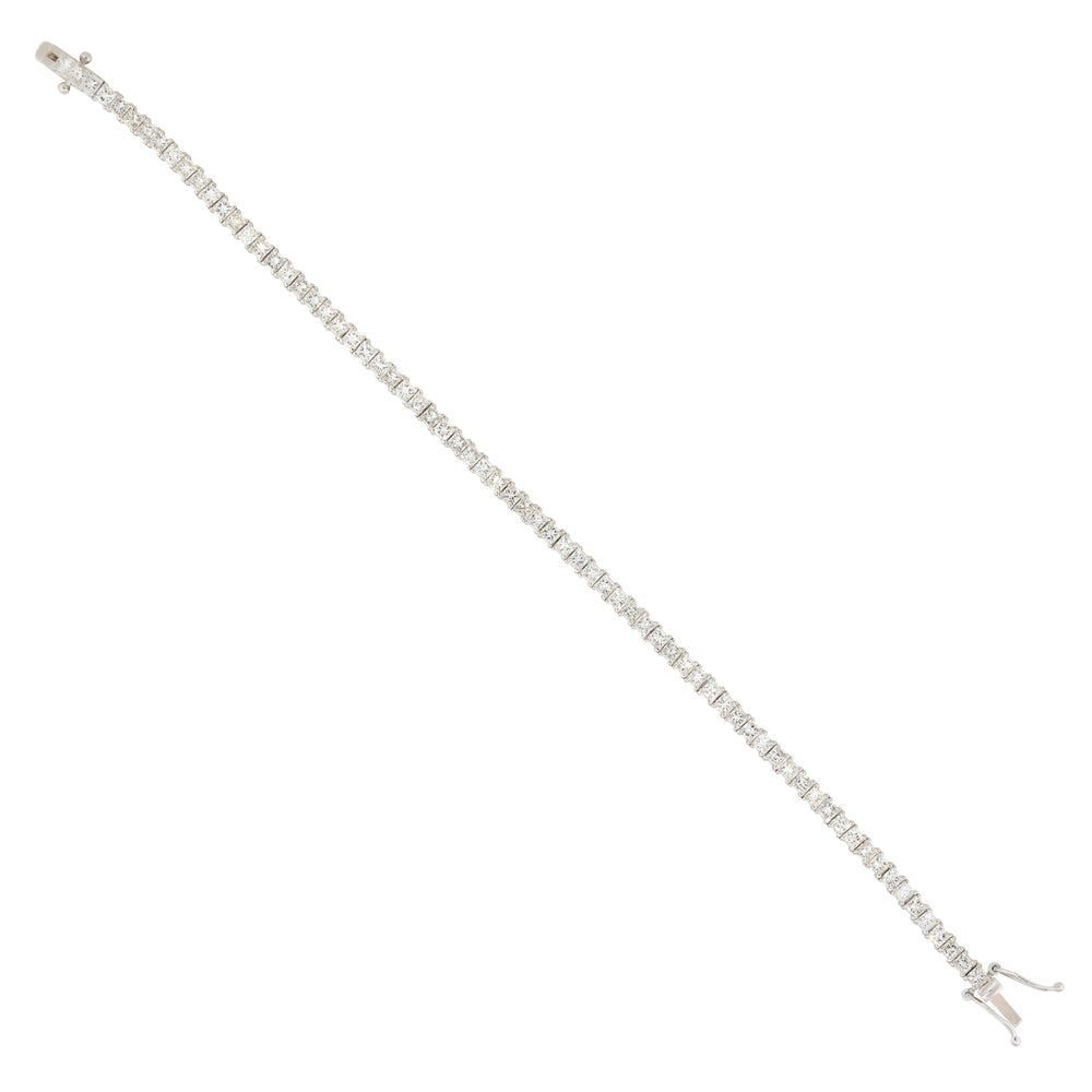 14k White Gold 5.47ctw Princess Cut Diamond Tennis 7" Bracelet