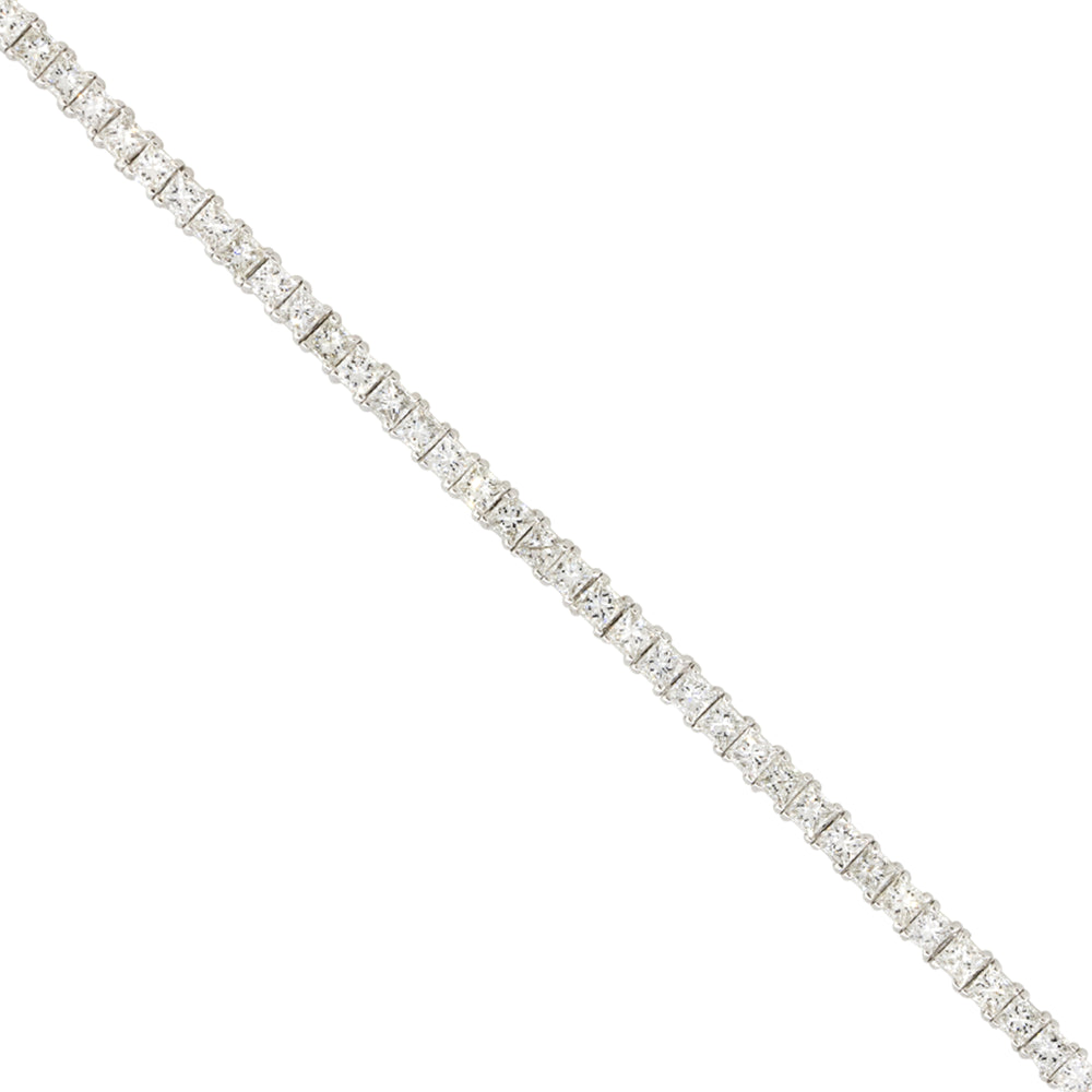 14k White Gold 5.47ctw Princess Cut Diamond Tennis 7" Bracelet