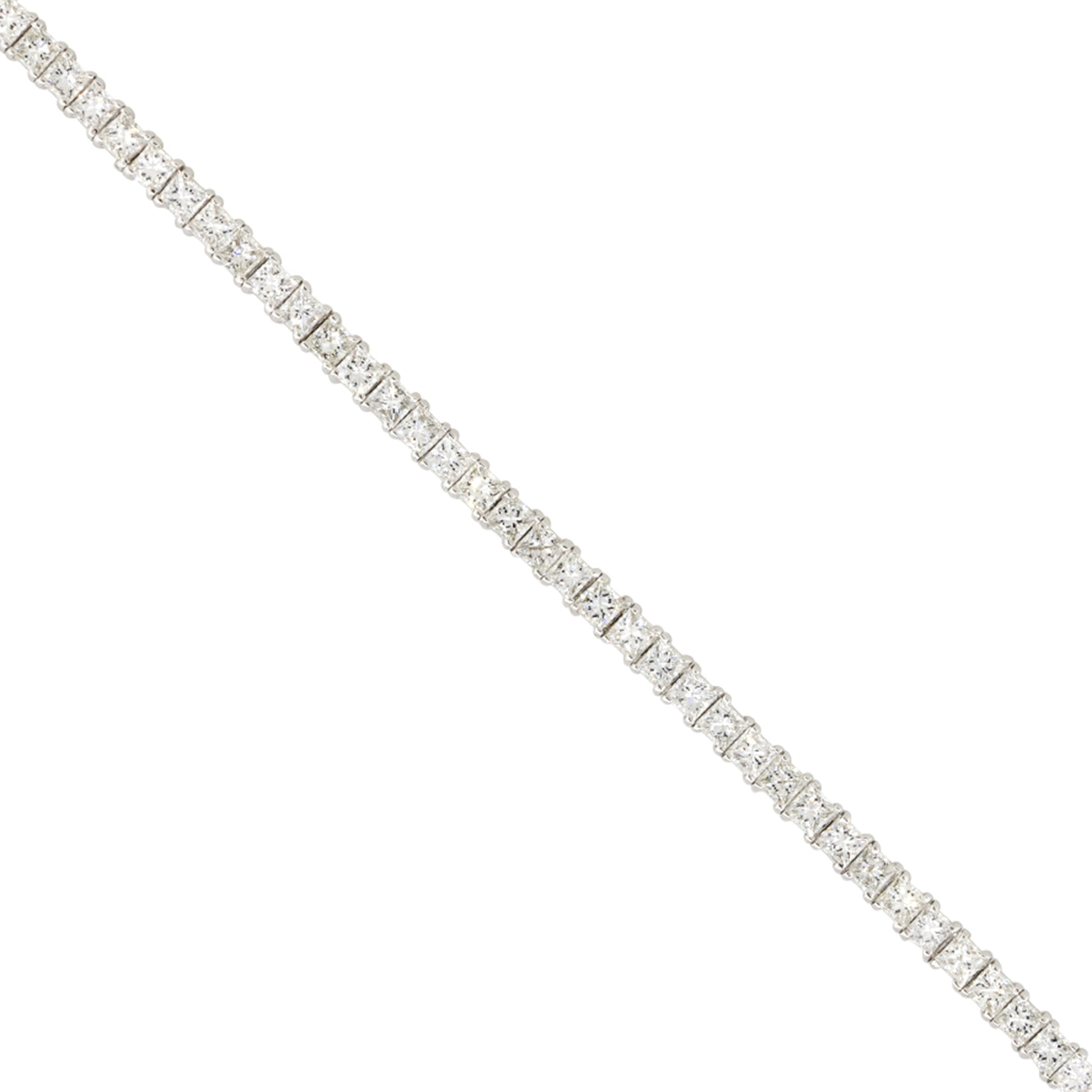 14k White Gold 5.47ctw Princess Cut Diamond Tennis 7" Bracelet