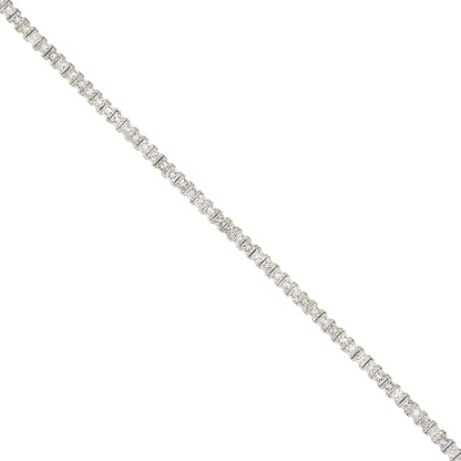 14k White Gold 5.47ctw Princess Cut Diamond Tennis 7" Bracelet