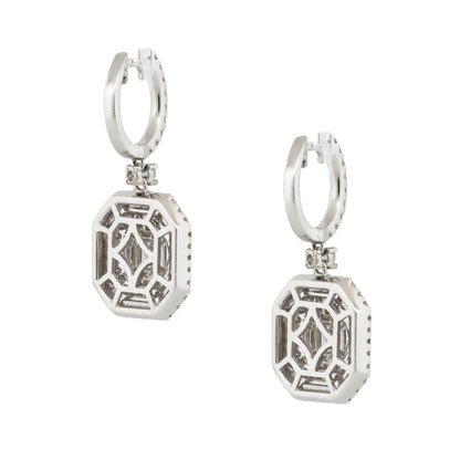 18k White Gold 2.39ctw Diamond Mosaic Dangle Earrings
