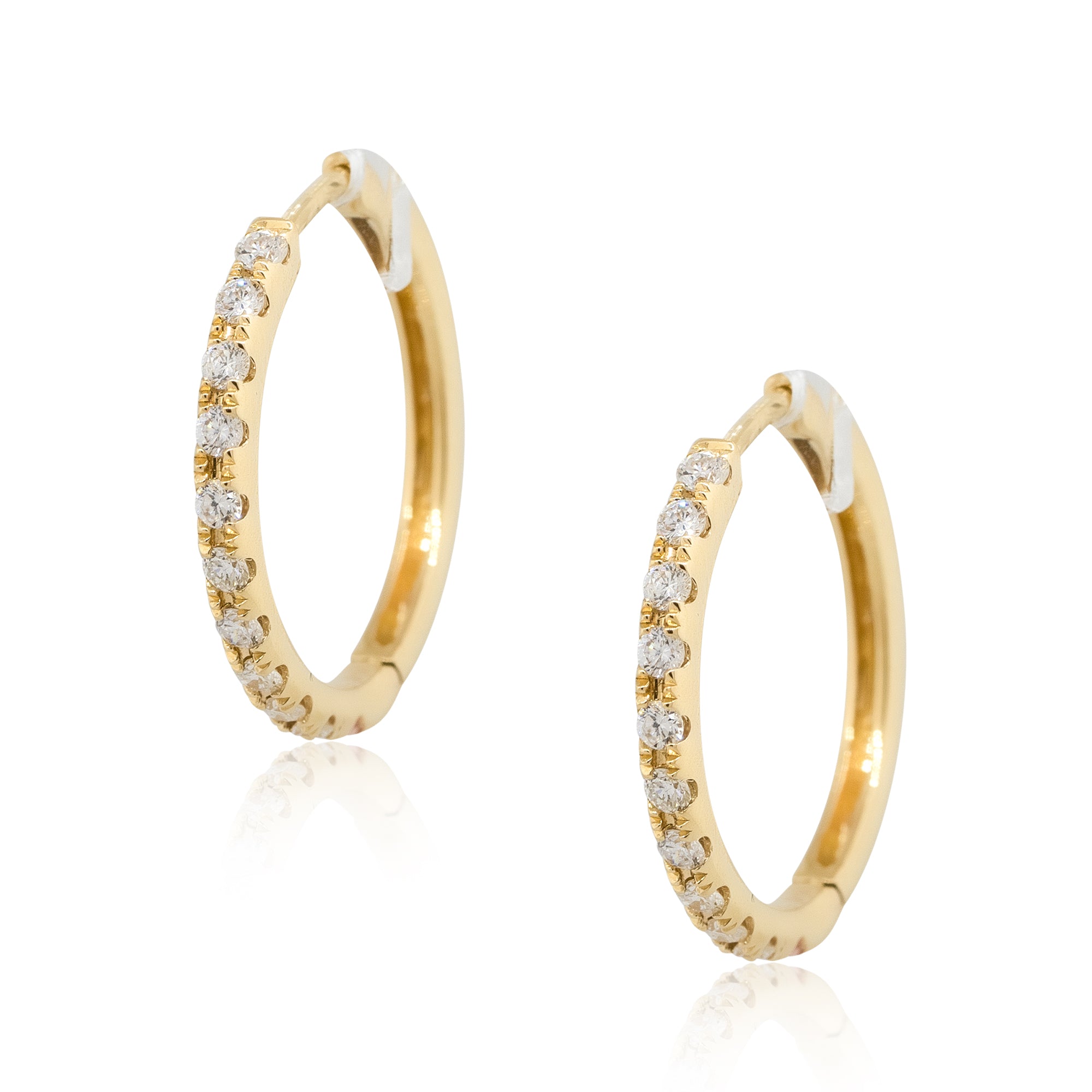 14k Yellow Gold 0.38ctw Round Diamond Hoop Earrings