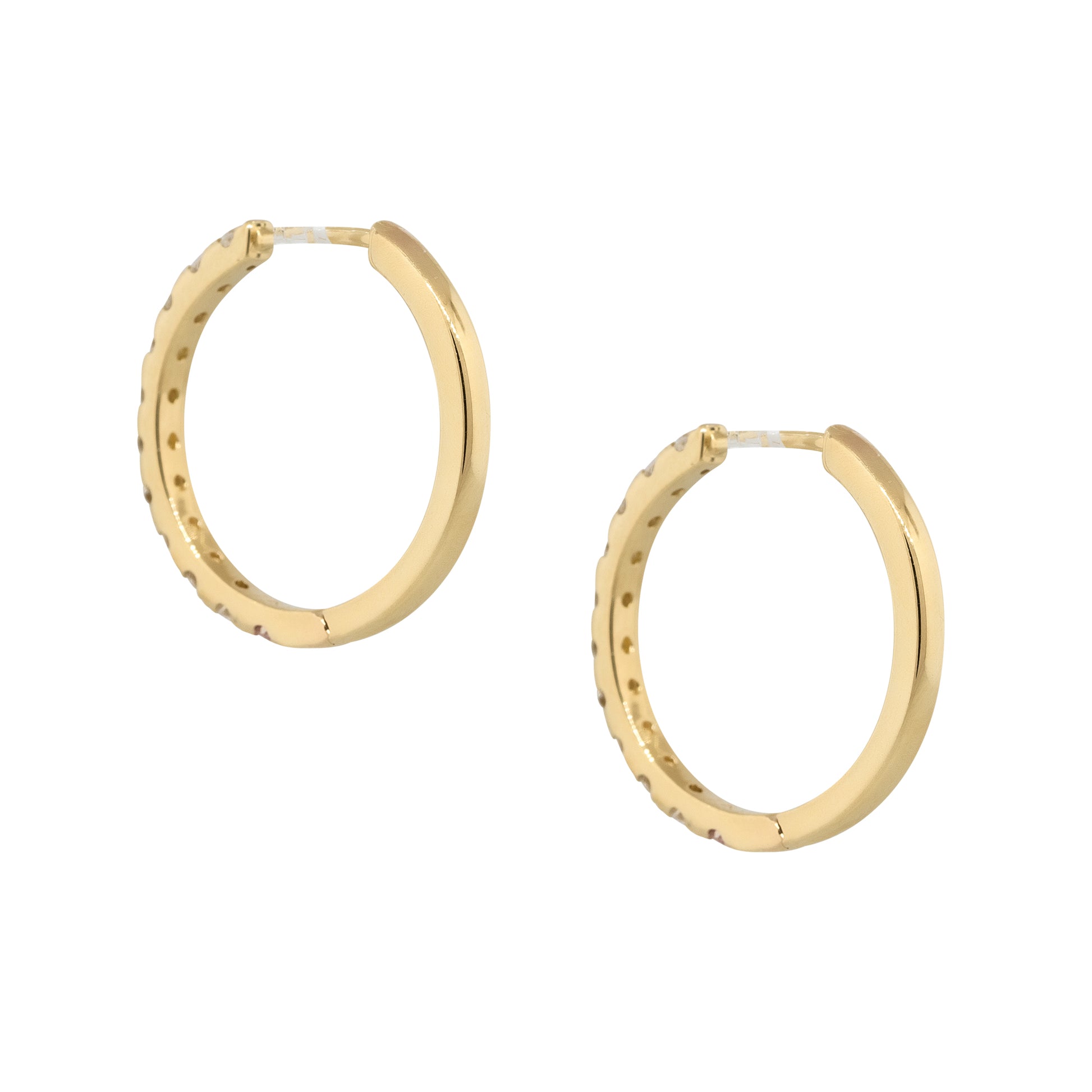 14k Yellow Gold 0.38ctw Round Diamond Hoop Earrings